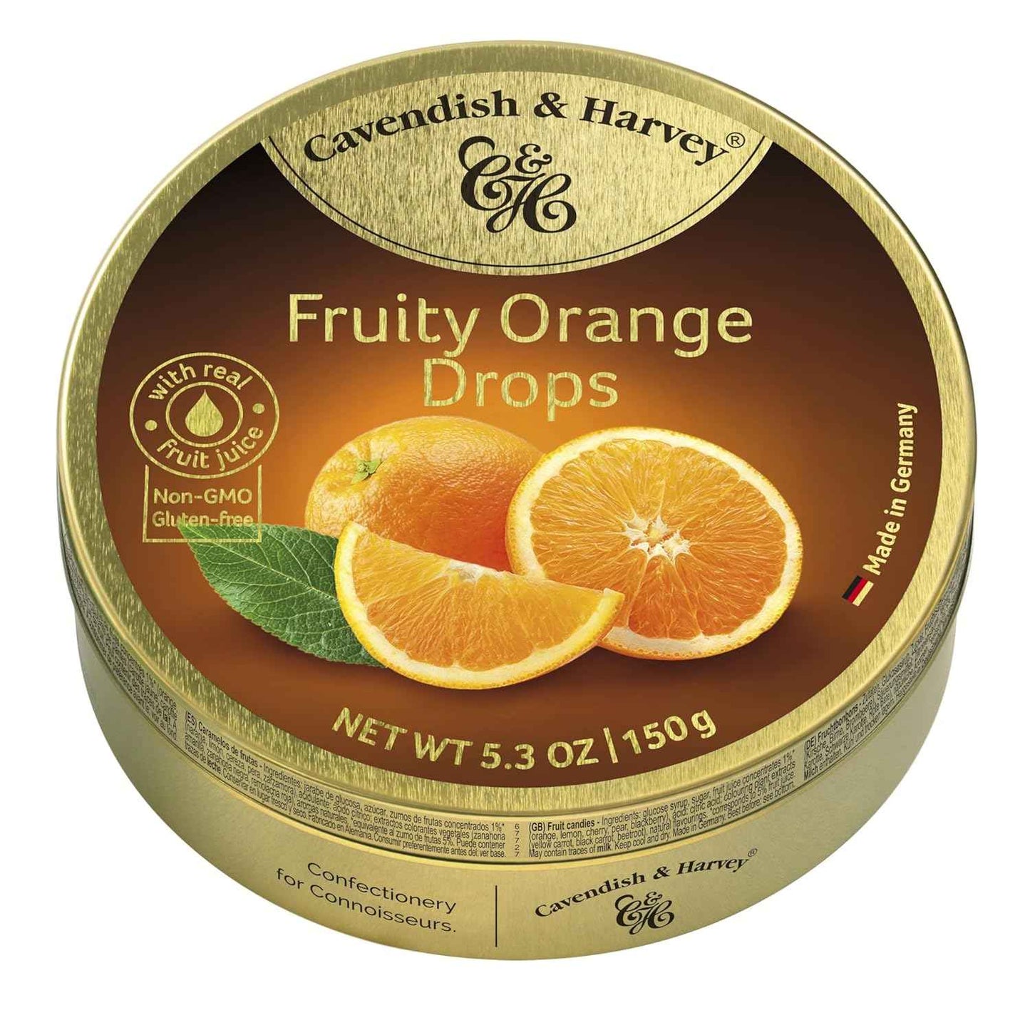 Cavendish & Harvey Imported German Candy Drops – Housewarming and Valentine's Day Gift, Gourmet Orange Sweets