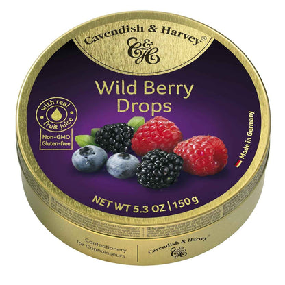 Cavendish & Harvey Wild Berry Hard Candy Drops – Pretty Candy Dish Offering in Frosted Berry Colors for Living Room Styling
