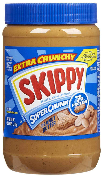 SKIPPY Super Chunk Peanut Butter – Kid-Friendly Pantry Staple for After-School PB&J Sandwiches, Bulk 40 oz