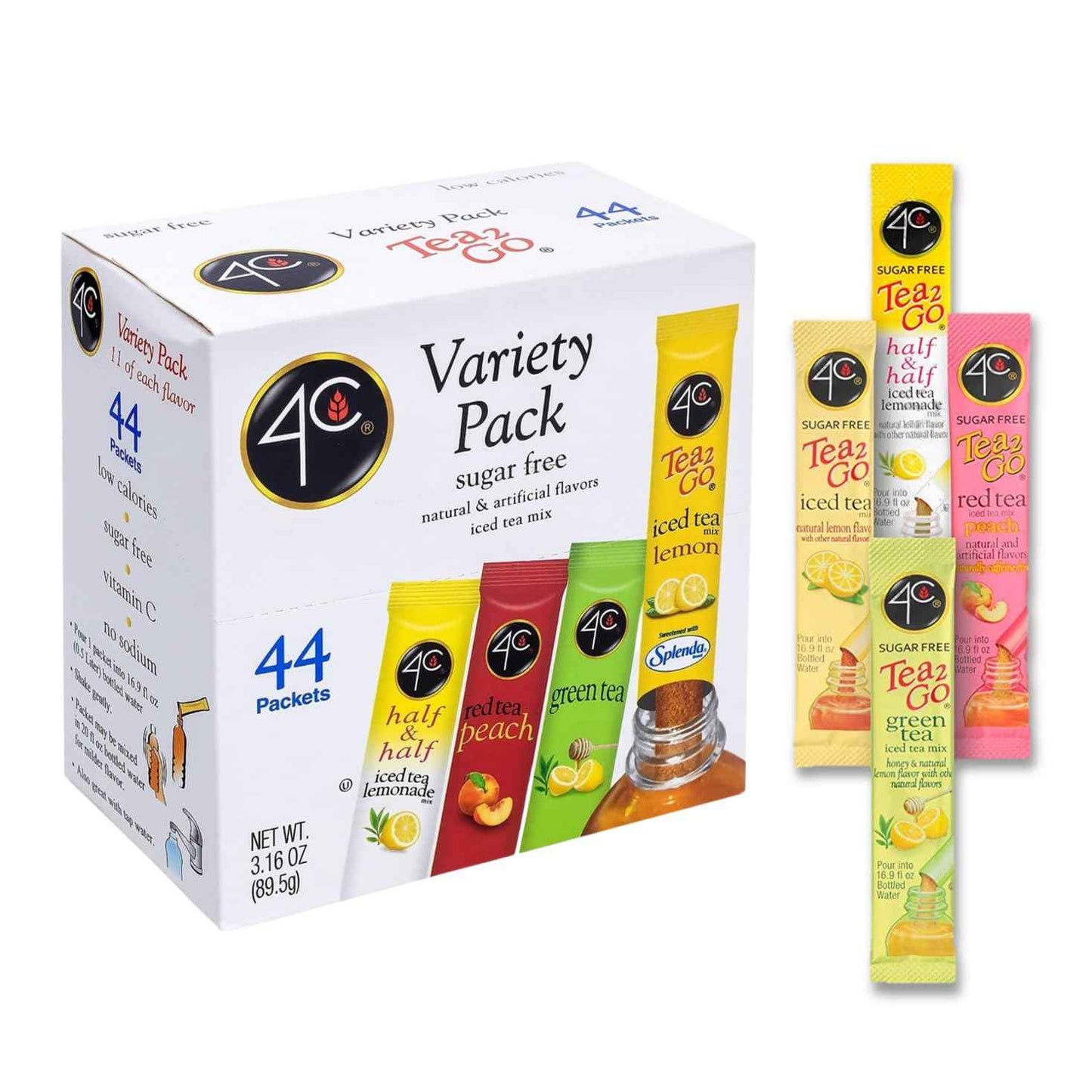 4C Sugar Free Iced Tea Stix Variety Pack - Calorie Conscious Hydration Companion for Wellness Routines and Mindful Moments