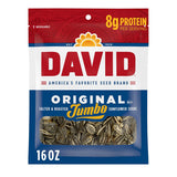 DAVID Jumbo Sunflower Seeds Original 16 oz – Family-Sized Snack for Lunch Boxes and After-School Munching