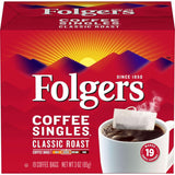 Folgers Coffee Singles – Single-Serve Filter Bags for the Office Desk, No Machine or Electricity Needed