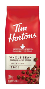 Tim Hortons Whole Bean Original Medium Roast Coffee – Housewarming Gift for Coffee Lovers, 12 oz Bag