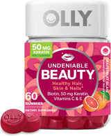 OLLY Undeniable Beauty Gummy – Countertop Friendly Beauty Supplement, Clean Grapefruit Gummy for Hair Skin and Nails