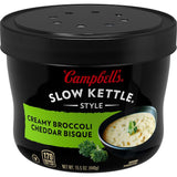 Campbell's Slow Kettle Creamy Broccoli Cheddar Bisque — No-Cook Backup Dinner for Busy Parents, 15.5 oz Family Bowl
