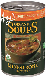 Amy's Organic Light in Sodium Minestrone Soup – Quick Office Microwave Meal for the Workday Rush, 14.1 oz