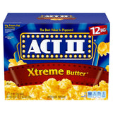 ACT II Xtreme Butter Microwave Popcorn, 33.01 oz Bulk Pack – Durable, Individually Sealed Snack for Road Trips, RV Travel, and Outdoor Get-Togethers