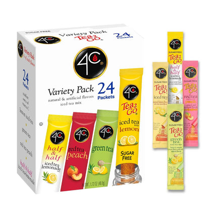 4C Iced Tea Powder Variety – Thoughtful Health-Conscious Gift for Her, 24 Sugar-Free Singles with Vitamin C