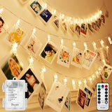 Decute 100 LED Photo Clip String Lights – Waterproof Patio Party Garland, 33FT Outdoor Hanging Display