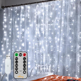 Ollny Curtain Lights 6.6x6.6ft – IP44 Waterproof Patio String Lights with Remote and USB Power for Outdoor Dining