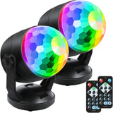 Luditek 2-Pack Sound Activated Disco Ball Lights – Living Room and Bedroom Ambient Lighting, Suction Mount LED Mood Decor for Apartments
