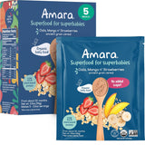 Amara Organic Baby Cereal for Babies Transitioning to Solids, Portable Squeeze Pouches for Daycare and Stroller Outings, 3.5oz 5-Count