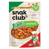 Snak Club Tajín Chili-Lime Peanuts – Portable Snack for Road Trips and Camping, Resealable 12 oz Bag