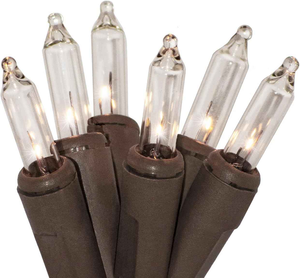 612 Vermont Clear Incandescent Mini Lights on Brown Cord – Warm Ambient Lighting for Bedroom Shelves, Staircases, and Reading Nooks