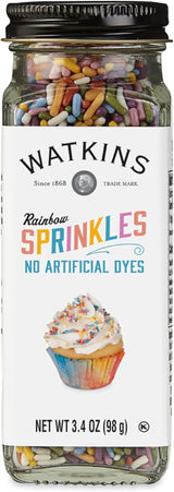 Watkins Rainbow Decorating Sprinkles – One-Jar Rainbow Mix for Uncluttered Pantry Storage, 3.4 oz Shatter-Resistant