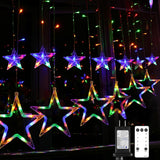 Blingstar Star Curtain Lights Warm White 138 LED 8.2 Ft Window Curtain with Timer Remote for Cozy Living Room and Apartment Aesthetic
