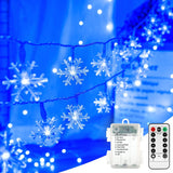 BrizLabs Snowflake Fairy Lights – Living Room Aesthetic Accent, 40 LED Battery Powered Indoor Lights