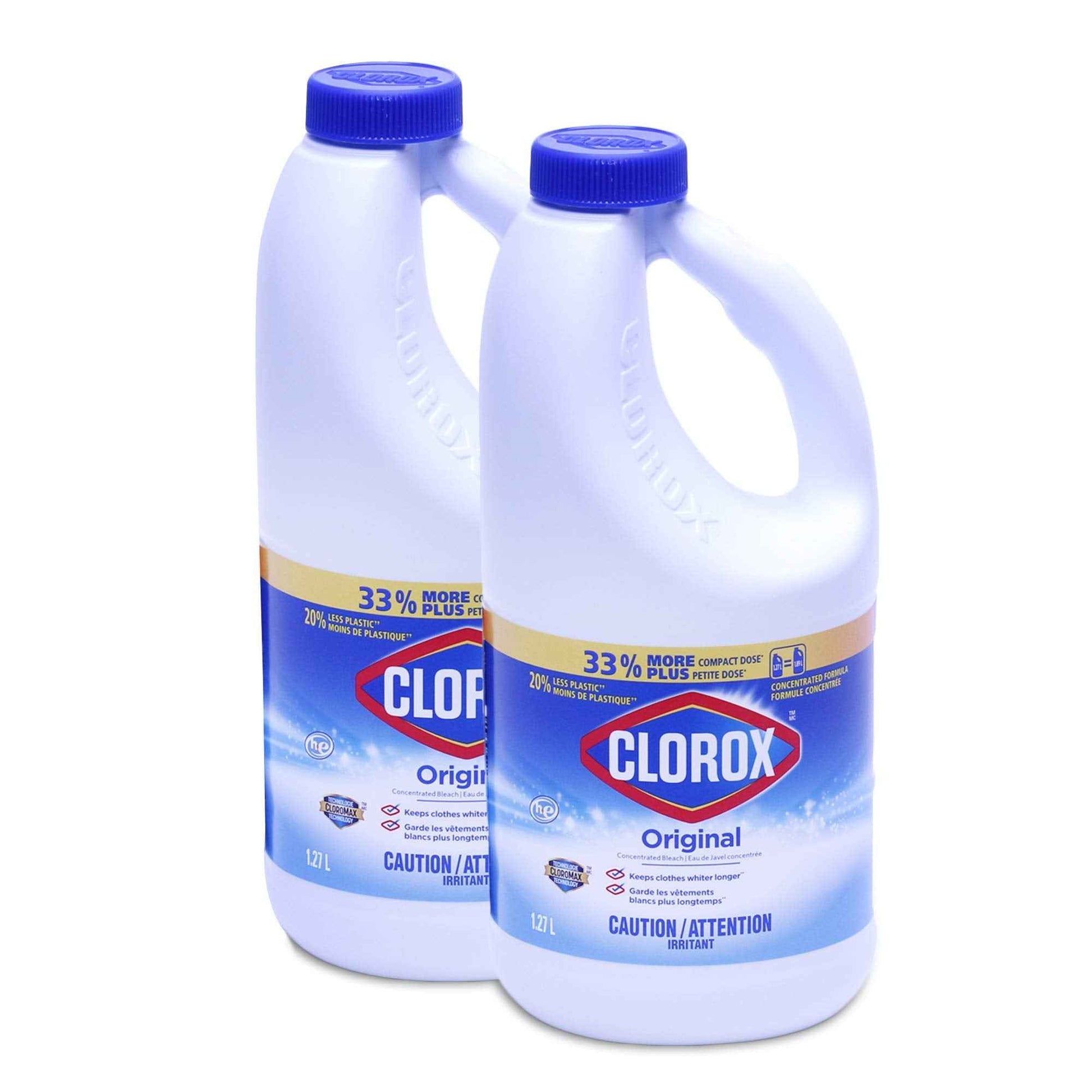 Clorox Concentrated Liquid Bleach with Cloromax Technology for Busy Home Office and Laundry Routines, Removes 70% More Stains Than Detergent Alone, 2 Pack of 43 fl oz