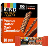 KIND THINS Peanut Butter Dark Chocolate Bars – Gluten Free Lunchbox Snack for School Sensitive Kids, 10 Individually Wrapped Bars