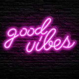 Blue Good Vibes Neon Sign – Romantic Valentine's Day Gift for Couples, LED Sign for Bedroom Aesthetic