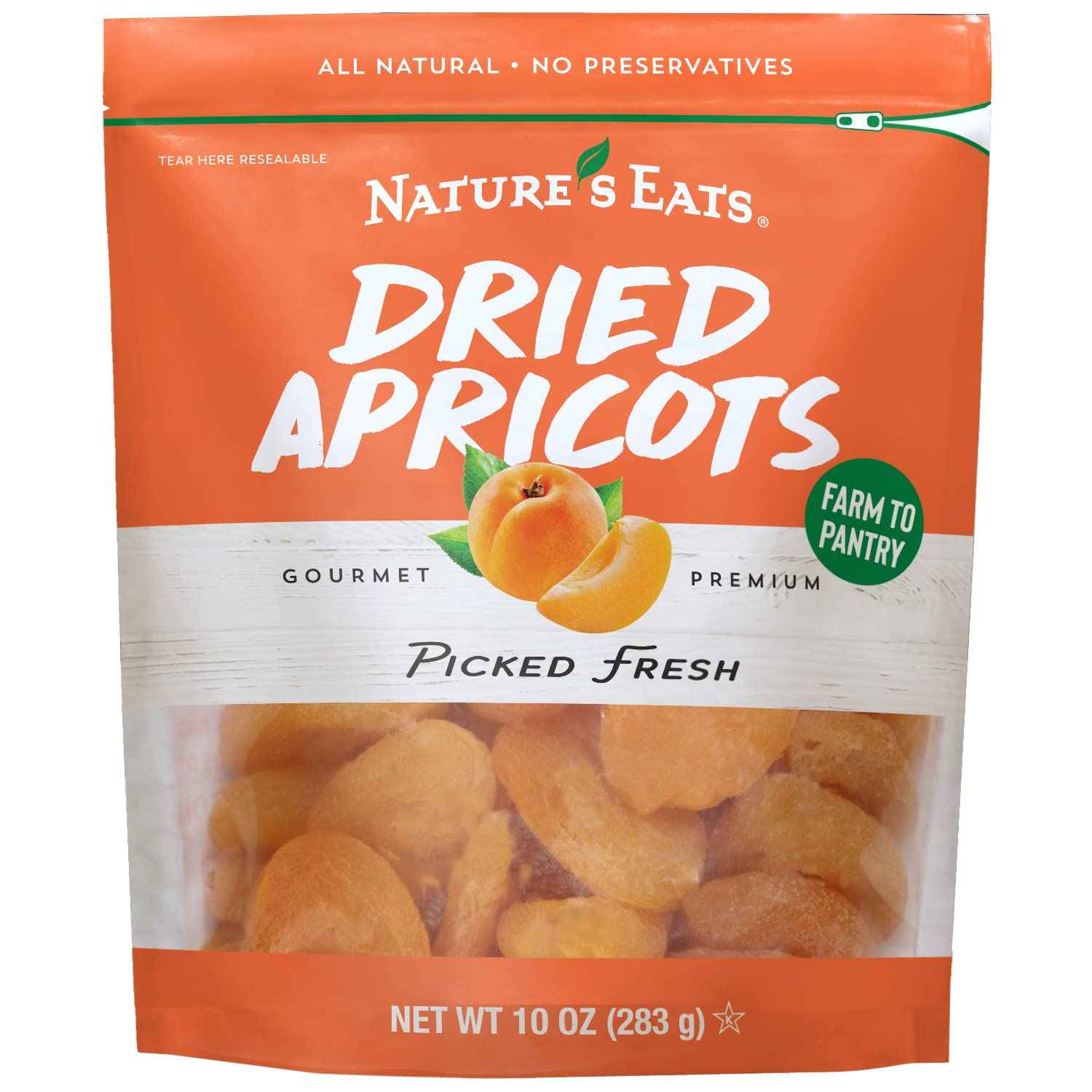 Nature's Eats Dried Apricots – Lightweight Trail Mix Ingredient for Backpacking, 10 oz