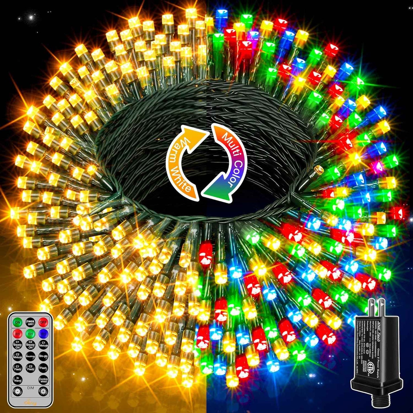 Ollny Bounce Lights 210FT Flameless String Lights – Cool-to-Touch 29V Indoor and Outdoor Lights Safe Around Kids and Pets