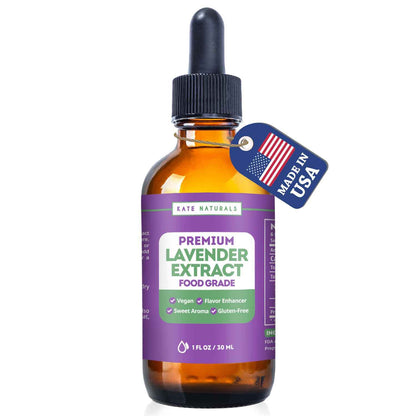 Kate Naturals Lavender Extract for Tea and Mineral Water – Calming Food Grade Flavoring for Wind Down Rituals and Stress Free Evenings