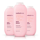 Method Body Wash 3-Pack Pure Peace – Scented Shower Gel for Meditation Space Stress Relief and Calm Reset