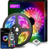 Nexillumi 100ft Music Sync LED Strip Lights – Child Friendly Color Changing Bedroom Lighting for Kids and Teens