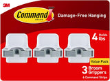 Command Broom and Mop Gripper 3-Pack – Quick-Access Tool Mount for Busy Households