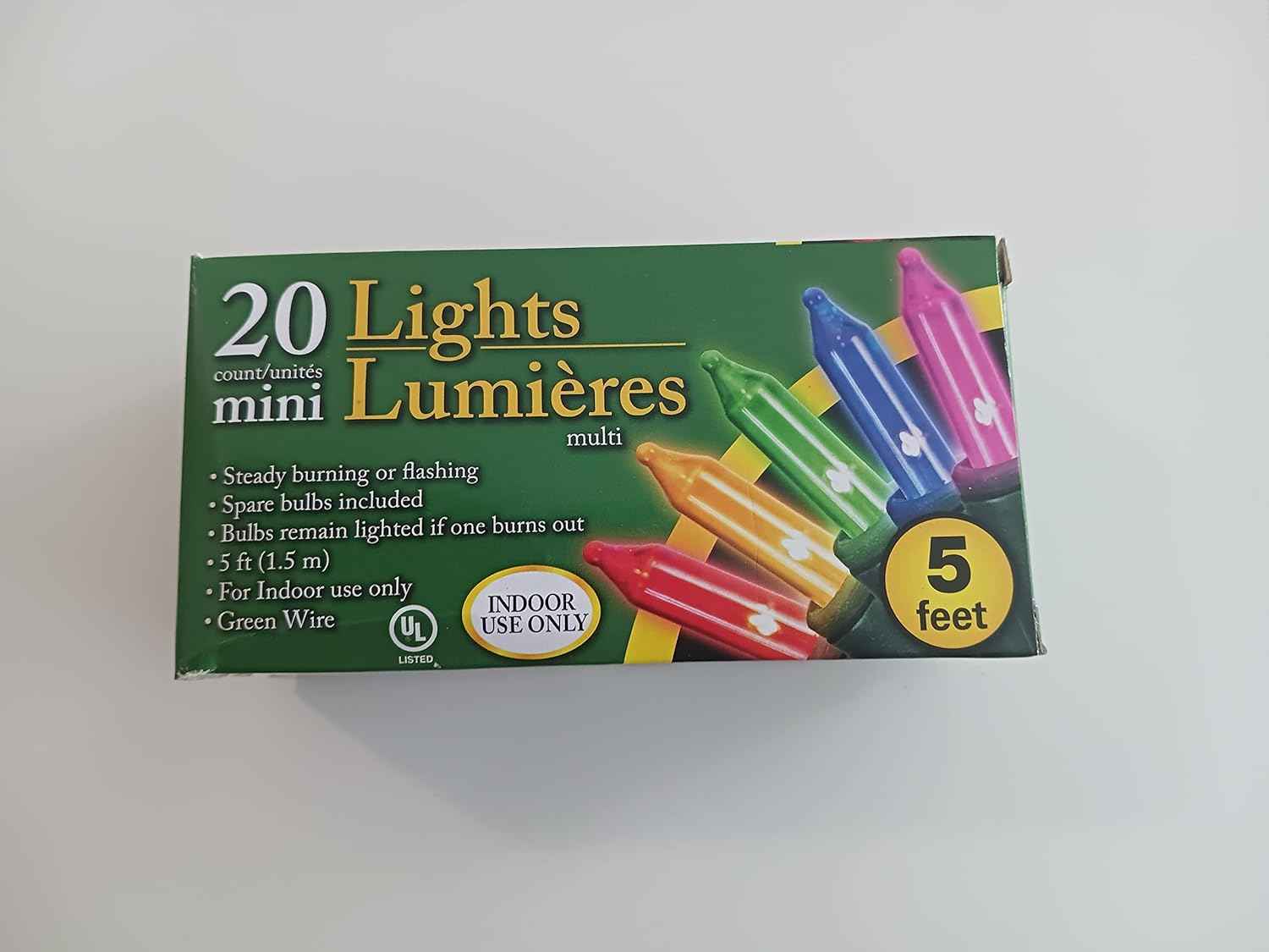 Holiday Bright Lights Cool-Running Indoor Mini Light String Safe Around Kids and Pets