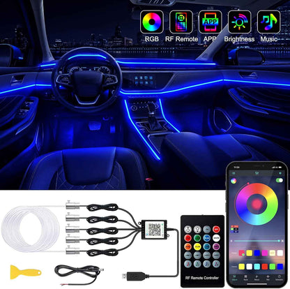 Lotus Lantern Car LED Strip Lights – Surprise Birthday Gift for Car Lovers, Music-Sync Interior Ambient Lighting