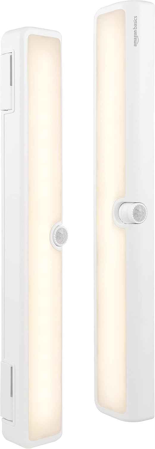 Amazon Basics LED Puck Lights, Battery Operated, 2 Pack — Clean, Cable-Free Lighting for Minimalist Closets and Pantries