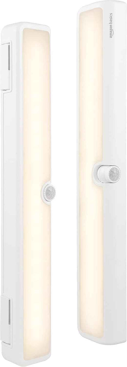 Amazon Basics LED Puck Lights, Battery Operated, 2 Pack — Clean, Cable-Free Lighting for Minimalist Closets and Pantries