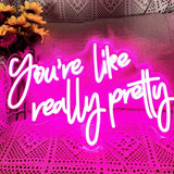 Hello Gorgeous Neon Sign – Pink LED Wall Light for Bedroom Aesthetic, Dimmable USB Decor with Hanging Chain