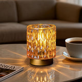 AuroraGlow Mini Crystal Table Lamp – Cone Silhouette Nightstand Decor with Mercury Glass Shimmer, Battery Operated