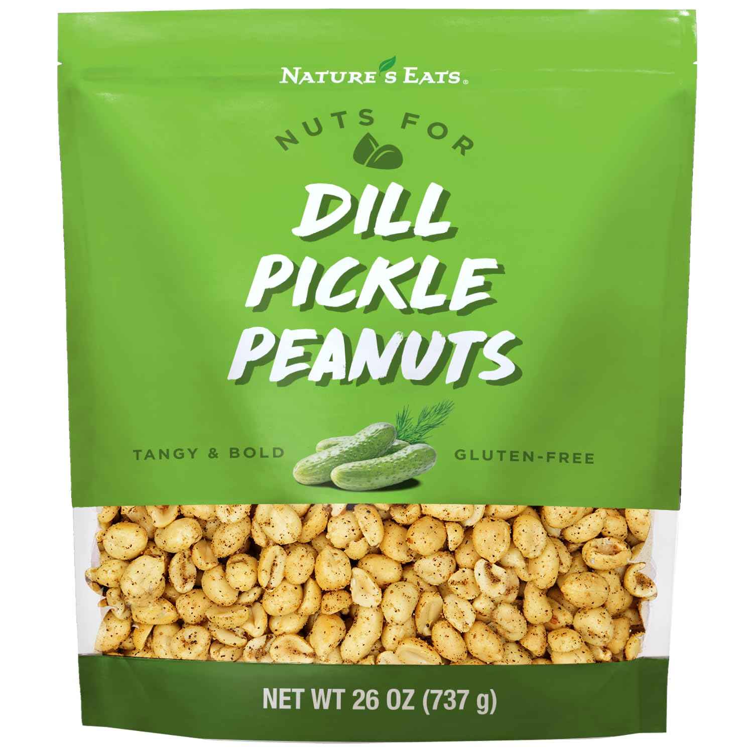 Nature's Eats Dill Pickle Peanuts 26oz – Portable Pantry Snack for Road Trips, Picnics, and Outdoor Gatherings