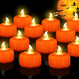Pumpkin Glow LED Tea Lights – Cozy Living Room Fall Centerpiece, Flickering Amber Accent for Mantel and Bookshelf Styling