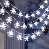 LuminGlow Snowflake Lights – Patio String Lights Outdoor Waterproof, Battery Operated 20Ft for Evening Gatherings