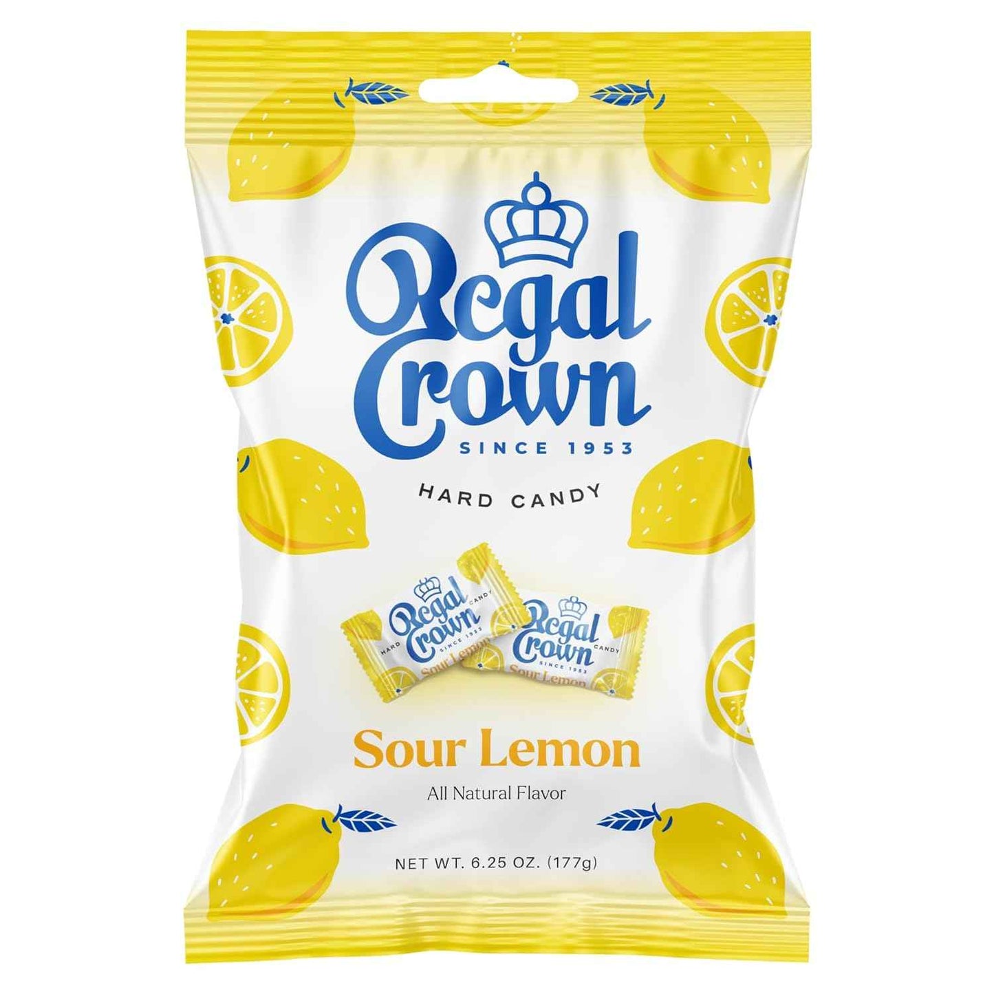 Regal Crown Sour Lemon Hard Candy – Low Calorie Afternoon Pick-Me-Up, Only 15 Calories Per Piece for Mindful Snacking (6.25 oz)