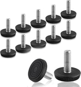 IronFix Furniture Levelers – Clean Design Threaded Feet for Uncluttered Living Spaces, Black Minimalist Glide 12 Pack