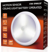 STAR-SPANGLED Motion Sensor Ceiling Light – Single Low-Profile Disc for Clutter-Free Hallways and Closets