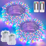 JMEXSUSS 2 Pack 66ft Battery String Lights – Clear Wire Warm White Twinkle Lights for Living Room Canopy and Bedroom Headboard Decor
