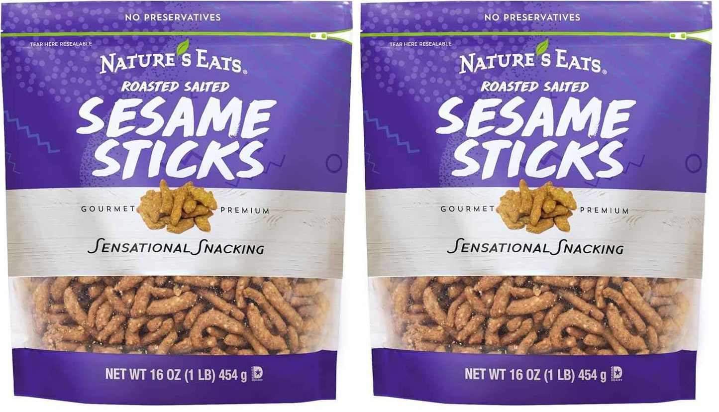 Sesame Sticks 16oz – Hiking Trail Snack for Outdoor Adventures, Lightweight Crunchy Sesame Sticks in Resealable Bag