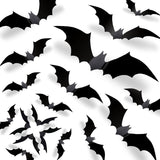 CESOF Weatherproof Bat Wall Stickers – Black 3D PVC Halloween Decor for Front Yard, Patio Door, Windows & Party Entryways