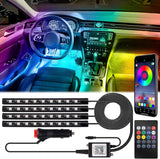 High-End Car Interior Lighting System, Waterproof Silicone LED Strips with Music Sync for Luxury Sedan Footwell & Under-Dash