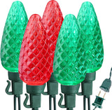 Brizled Red & Cool White C9 LED Lights – Cozy Holiday Ambiance for Bedroom and Dining Room Decor