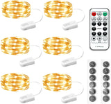 HXWEIYE 6 Pack Fairy Lights Battery Operated – Cozy Bedroom Decor with Warm White Glow and 8 Lighting Modes