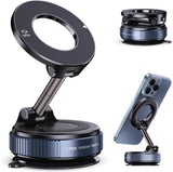 Vacuum Magnetic Suction Phone Holder – Sleek Black Magnetic Phone Stand for Clean Modern Spaces, Black