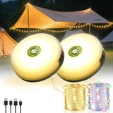 LuminTrail CampGlow Reel – Cozy Bedroom Decor 32.8FT Warm String Lights with Hidden Reel Storage & Lantern Glow